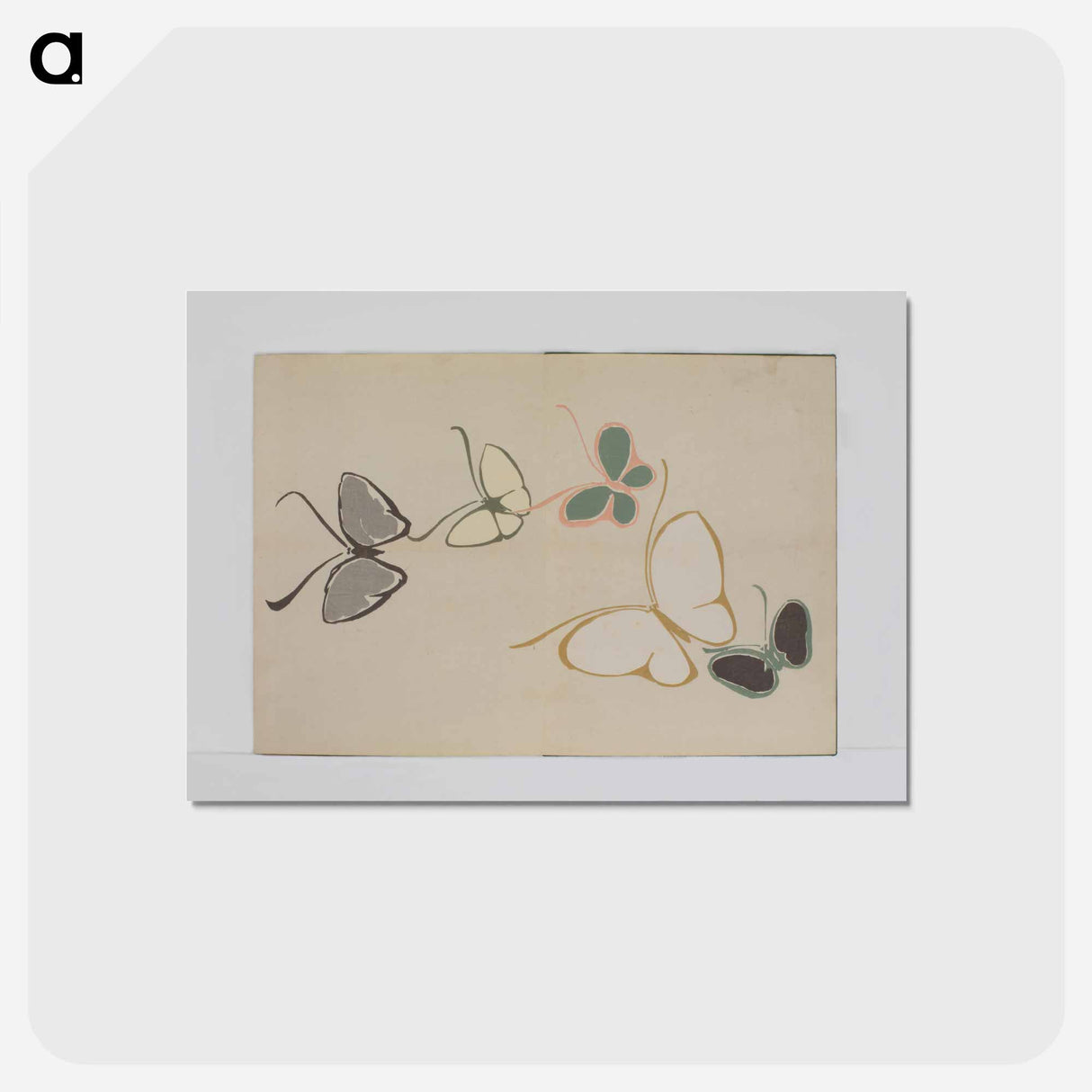 アートポストカード-Chō senshu (A Thousand Kinds of Butterflies), Volume 2 - 神坂 雪佳 Postcard.
