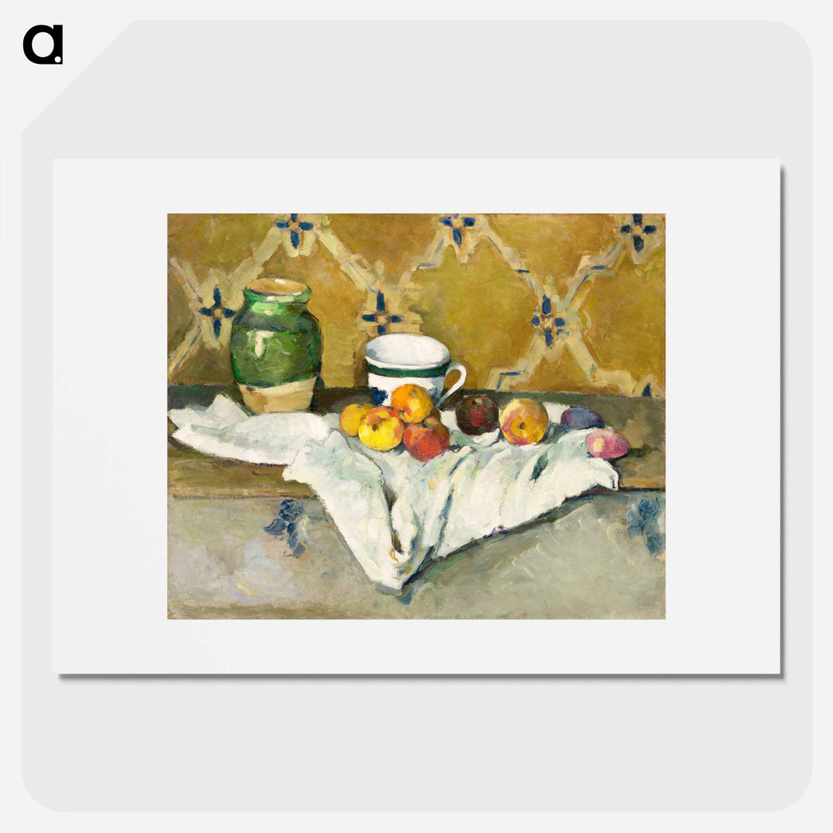 Still Life with Jar, Cup, and Apples - ポール セザンヌ Poster.