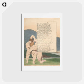アートポストカード-Young's Night Thoughts, Page 88, "But for the Blessing Wrestle Not with Heaven" - ウィリアム ブレイク Postcard.