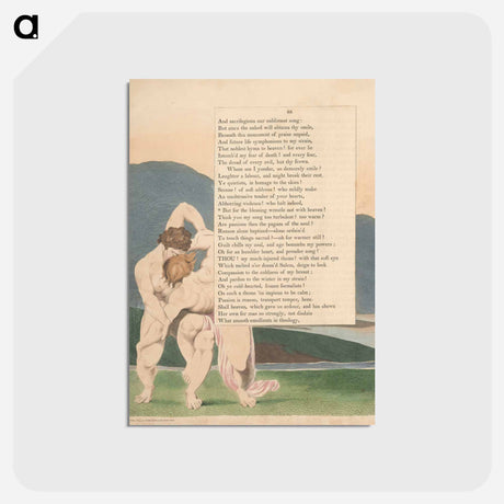 アートポストカード-Young's Night Thoughts, Page 88, "But for the Blessing Wrestle Not with Heaven" - ウィリアム ブレイク Postcard.