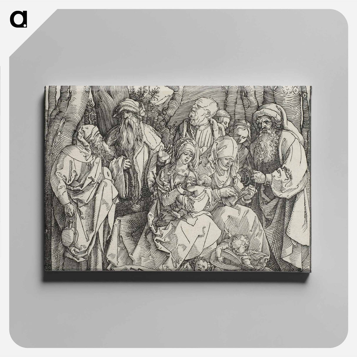 アートパネル-The Holy Kinship and Two Musical Angels - アルブレヒト デューラー Canvas.