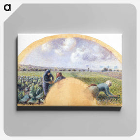 アートパネル-Fan Mount: The Cabbage Gatherers - カミーユ ピサロ Canvas.