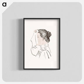 アートポスター-Head of a woman with a handkerchief in front of her face - ユリー デ フラーハ Poster.