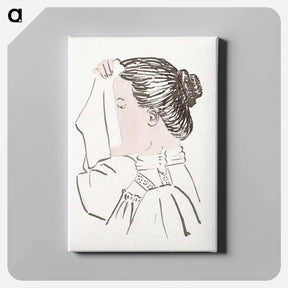アートパネル-Head of a woman with a handkerchief in front of her face - ユリー デ フラーハ Canvas.