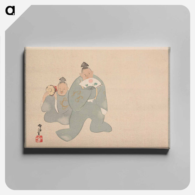 アートパネル-Manzai Comedy at the Imperial Palace - 神坂 雪佳 Canvas.