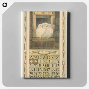 アートパネル-Kalenderblad maart met twee witte duiven - テオ ヴァン ホイテマ Canvas.