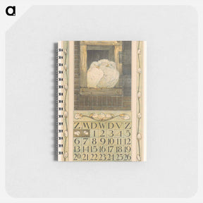 アートメモ帳-Kalenderblad maart met twee witte duiven - テオ ヴァン ホイテマ Memo.