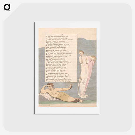 アートポストカード-Young's Night Thoughts, Page 93, "If Angels Tremble, 'Tis at Such a Sight" - ウィリアム ブレイク Postcard.