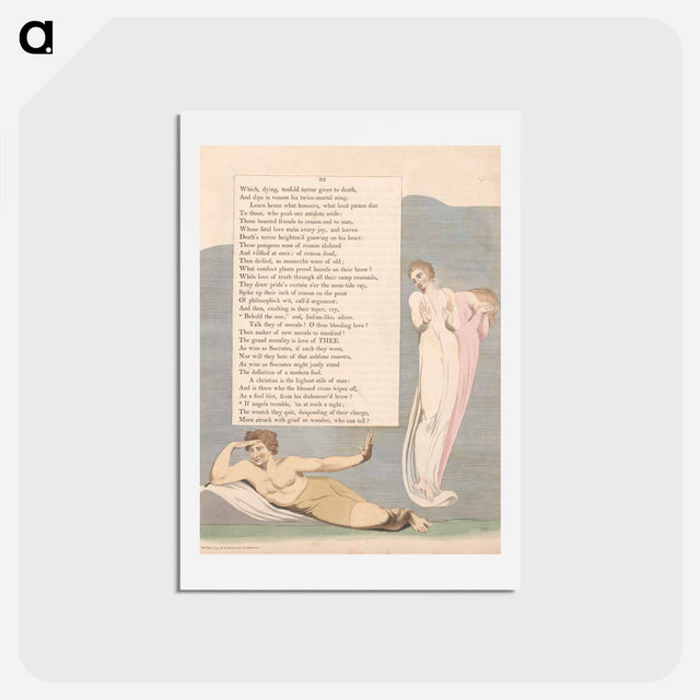 アートポストカード-Young's Night Thoughts, Page 93, "If Angels Tremble, 'Tis at Such a Sight" - ウィリアム ブレイク Postcard.