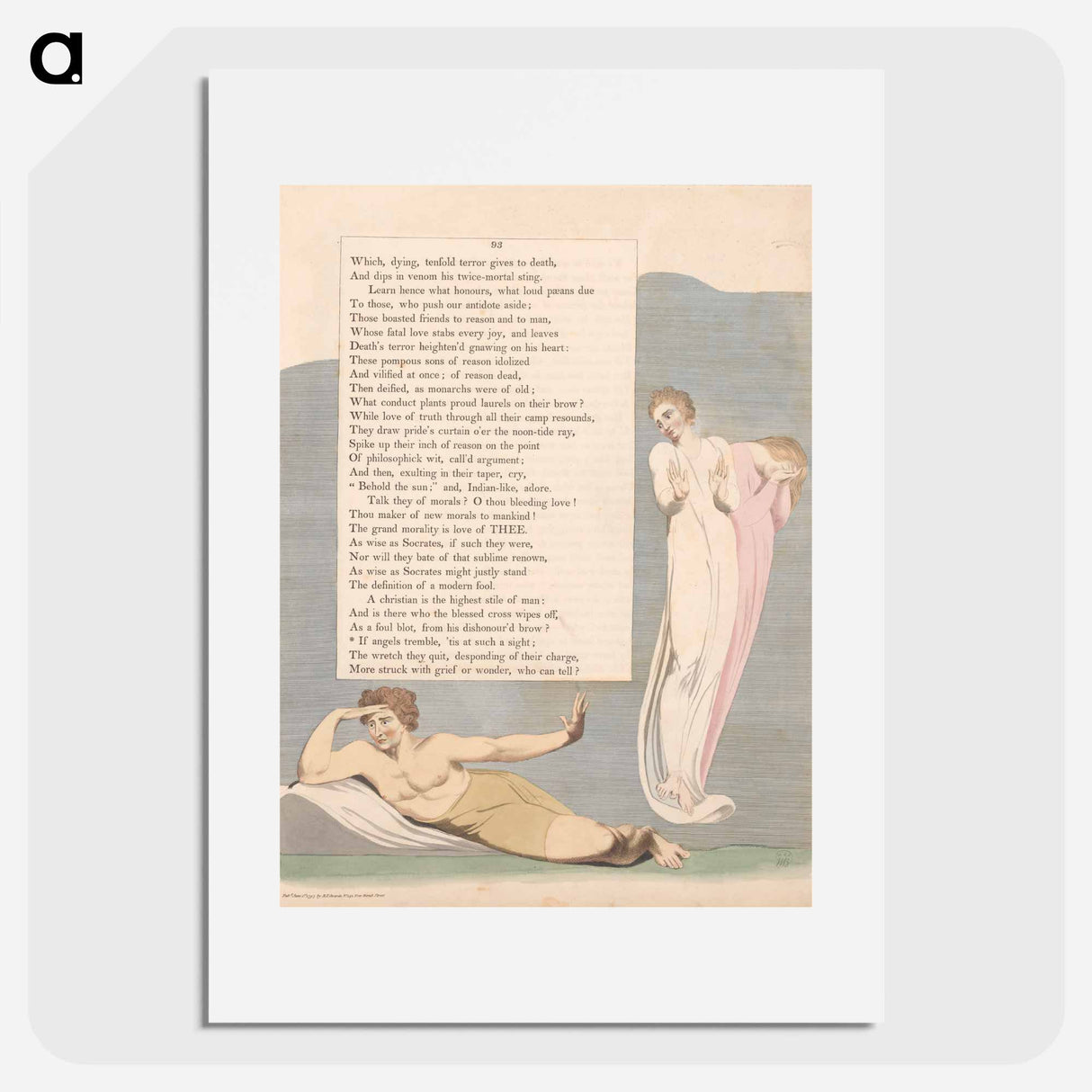 Young's Night Thoughts, Page 93, "If Angels Tremble, 'Tis at Such a Sight" - William Blake Poster.