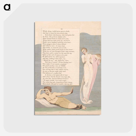 アートポストカード-Young's Night Thoughts, Page 93, "If Angels Tremble, 'Tis at Such a Sight" - ウィリアム ブレイク Postcard.