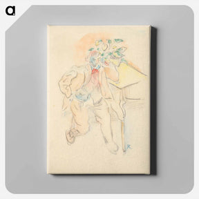 アートパネル-A man behind a table and flowers - アーノルド ピーター ワイズ クビンチャン Canvas.