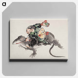 Japanese Daikokuten riding a large rat - 葛飾 北斎 Canvas.