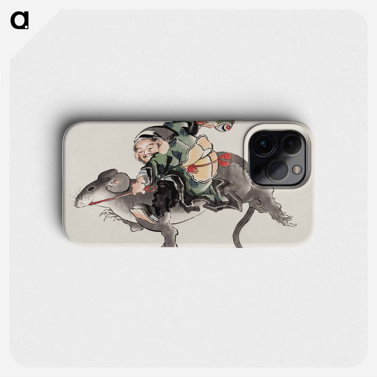 Japanese Daikokuten riding a large rat - Katsushika Hokusai Phone Case.