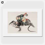 Japanese Daikokuten riding a large rat - 葛飾 北斎 Poster.