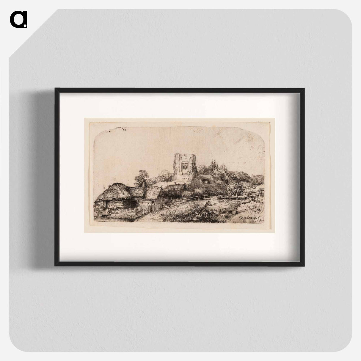 Landscape with a Square Tower - Rembrandt van Rijn Poster.