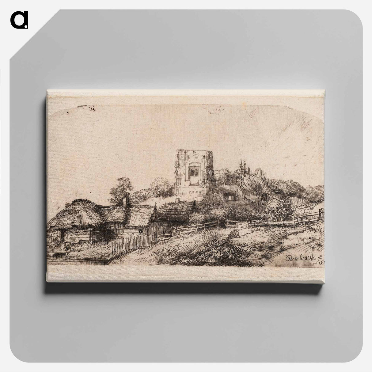 Landscape with a Square Tower - Rembrandt van Rijn Canvas.