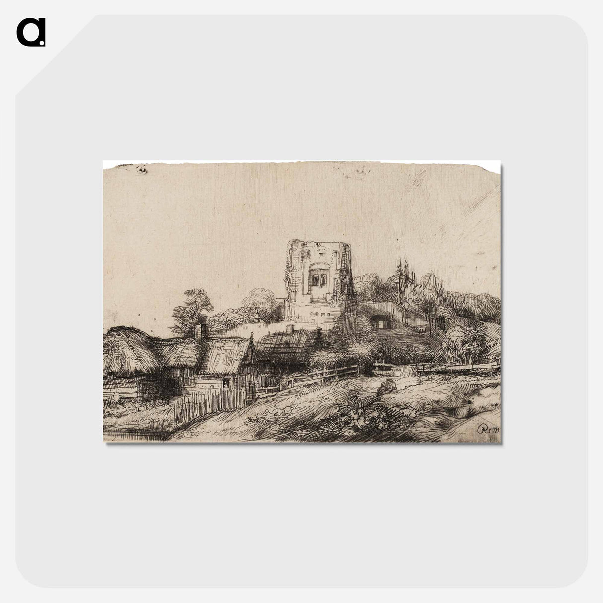 アートポストカード-Landscape with a Square Tower - レンブラント ファン レイン Postcard.