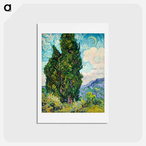アートポストカード-Cypresses - フィンセント ファン ゴッホ Postcard.