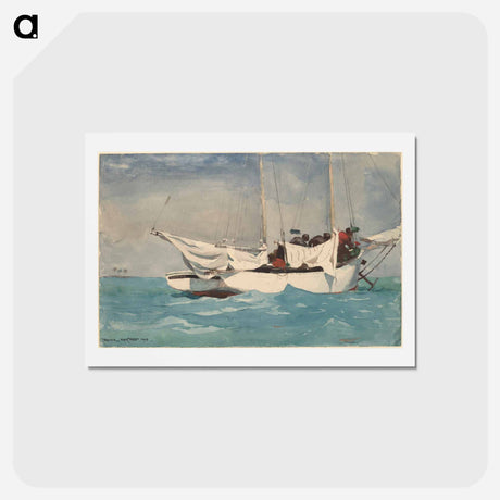 アートポストカード-Key West, Hauling Anchor - ウィンスロー ホーマー Postcard.