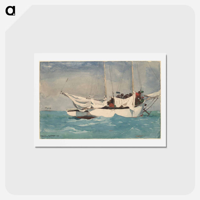 アートポストカード-Key West, Hauling Anchor - ウィンスロー ホーマー Postcard.