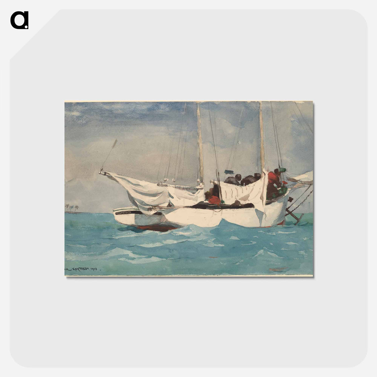 アートポストカード-Key West, Hauling Anchor - ウィンスロー ホーマー Postcard.