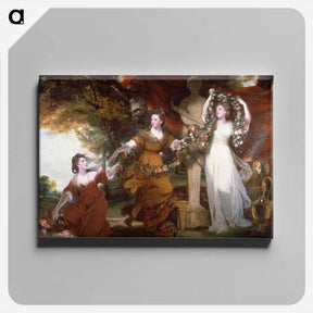 アートパネル-Three Ladies Adorning a Herm of Hymen - ジョシュア レノルズ Canvas.