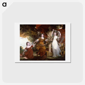 アートポストカード-Three Ladies Adorning a Herm of Hymen - ジョシュア レノルズ Postcard.