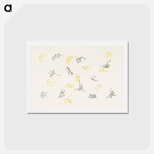 アートポストカード-One Thousand Butterflies - 神坂 雪佳 Postcard.