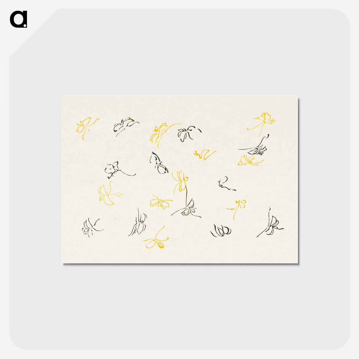 アートポストカード-One Thousand Butterflies - 神坂 雪佳 Postcard.