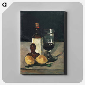 アートパネル-Still Life with Bottle, Glass, and Lemons - ポール セザンヌ Canvas.