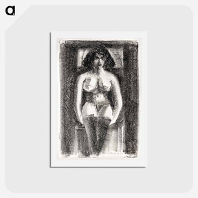 アートポストカード-Seated Nude with Stockings
 - サミュエル ジェスルン Postcard.