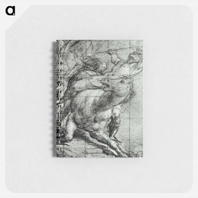 アートメモ帳-Horse and Rider Black chalk on blue paper - ティツィアーノ ヴェチェッリオ Memo.