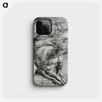 Horse and Rider Black chalk on blue paper - ティツィアーノ ヴェチェッリオ Phone Case.