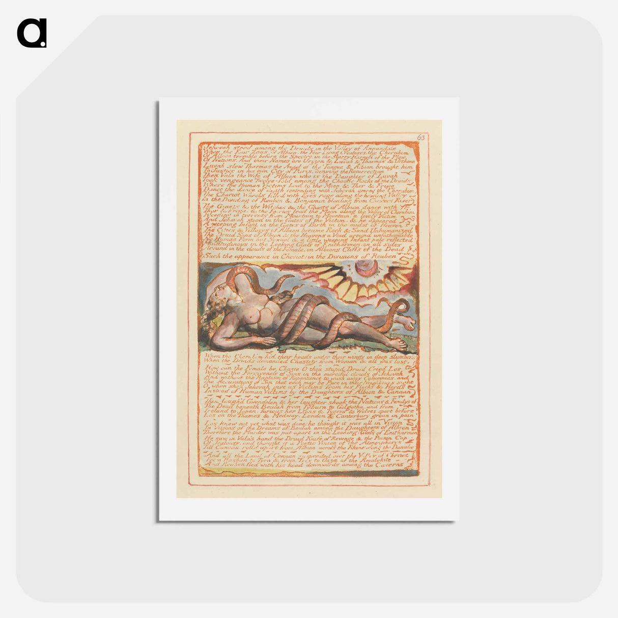 アートポストカード-Jerusalem, Plate 63, "Jehovah stood among the Druids" - ウィリアム ブレイク Postcard.