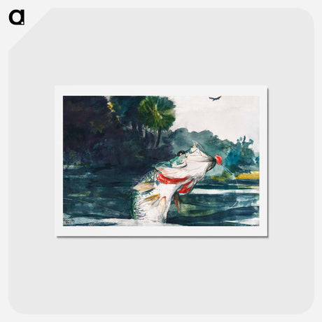 アートポストカード-Life-Size Black Bass - ウィンスロー ホーマー Postcard.
