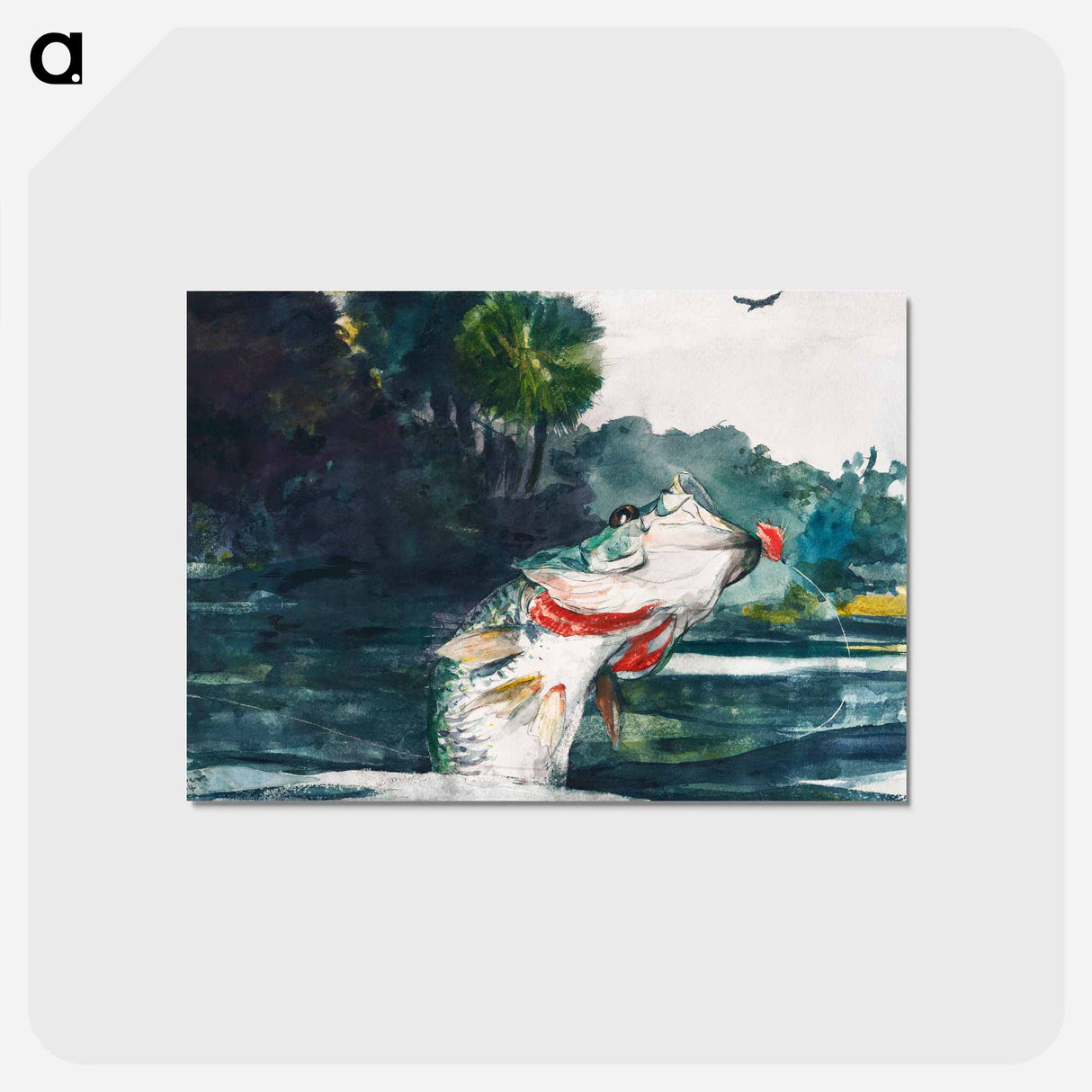 アートポストカード-Life-Size Black Bass - ウィンスロー ホーマー Postcard.