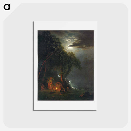 アートポストカード-Campfire Site, Yosemite - アルバート ビアスタット Postcard.