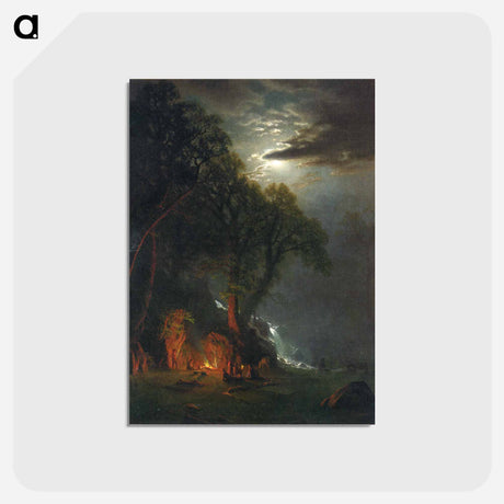 アートポストカード-Campfire Site, Yosemite - アルバート ビアスタット Postcard.