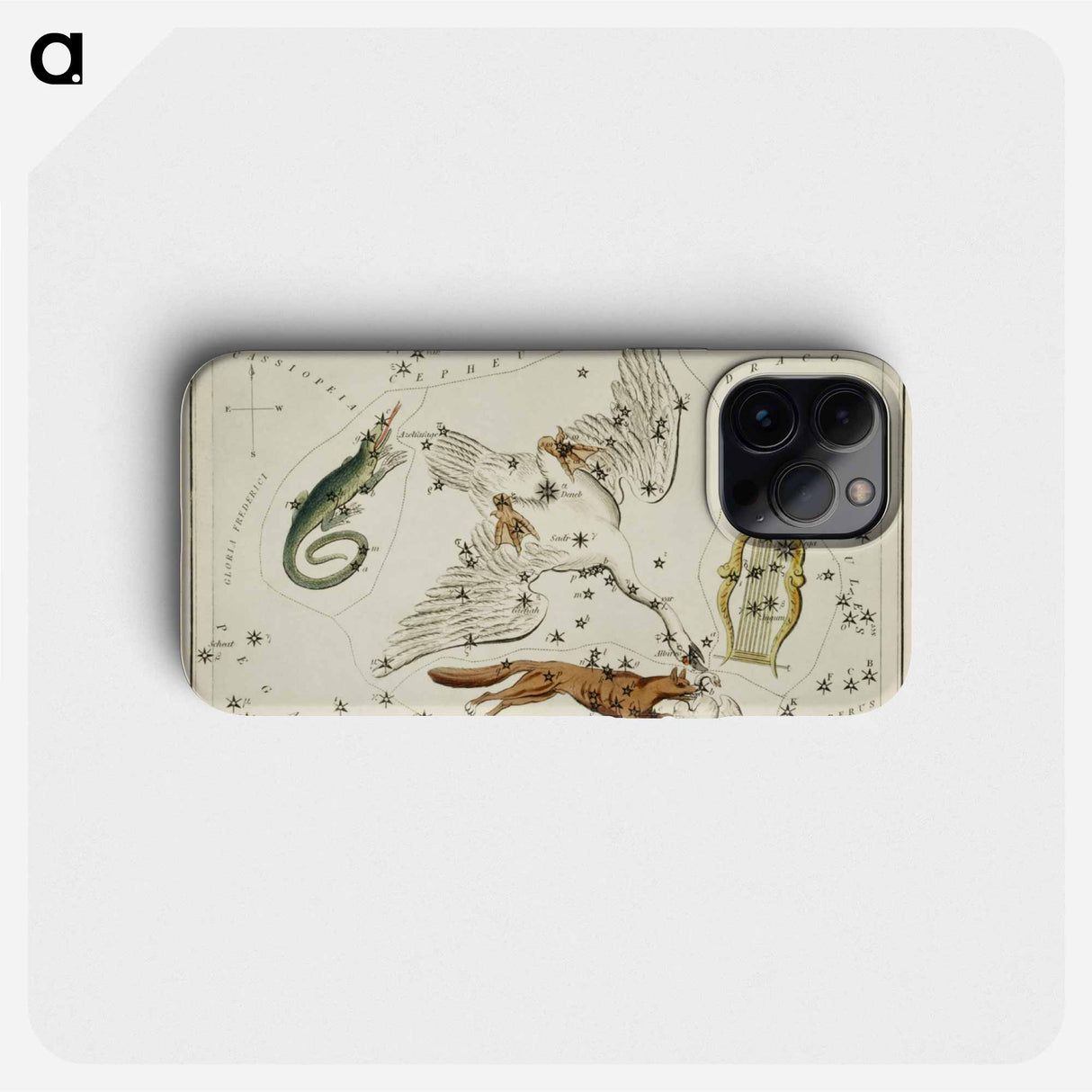 Sidney Hall’s astronomical chart illustration of the Lacerta, Cygnus, Lyra, Vulpecula and the Anser - アンティーク地図 Phone Case.