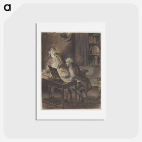 アートポストカード-Willibald von Glueck at the Clavecin Composing the Score of his Armide - ウジェーヌ ドラクロワ Postcard.