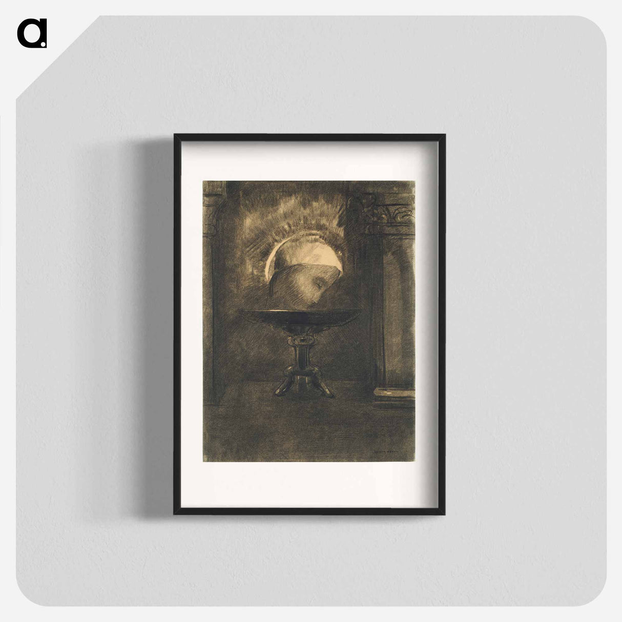 アートポスター-Head Wearing a Phrygian Cap, on a Salver - オディロン ルドン Poster.