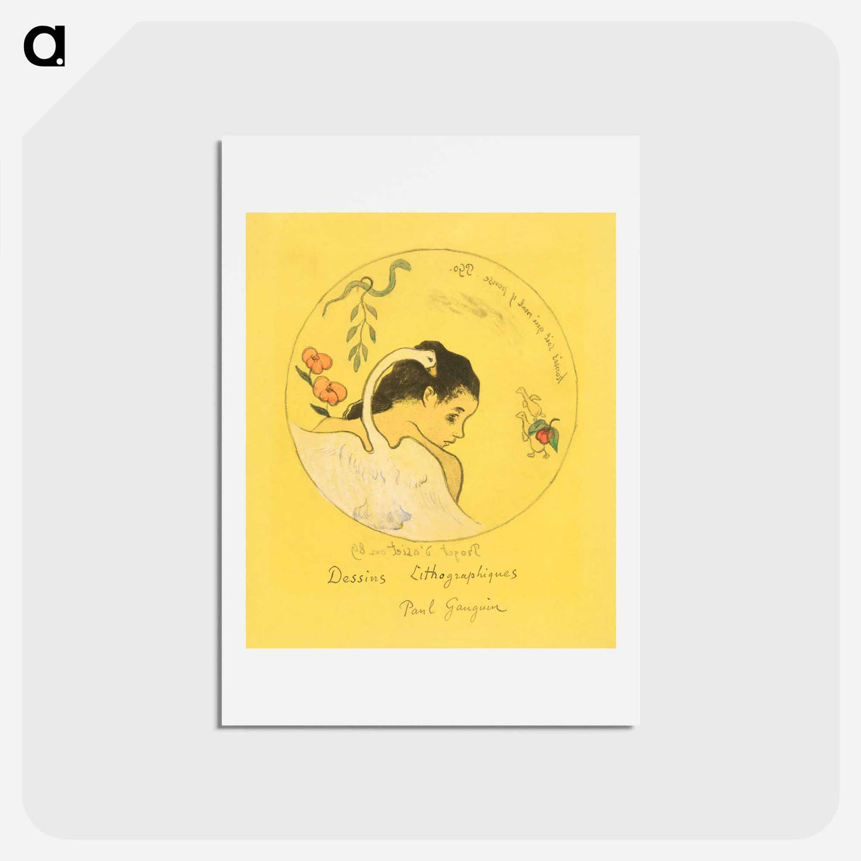 アートポストカード-Projet d’assiette (Leda) (Design for a Plate [Leda]) - ポール ゴーギャン Postcard.