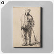 アートパネル-Ragged Peasant with His Hands behind Him, Holding a Stick - レンブラント ファン レイン Canvas.