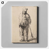 アートパネル-Ragged Peasant with His Hands behind Him, Holding a Stick - レンブラント ファン レイン Canvas.