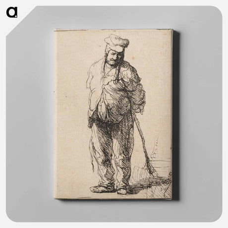 アートパネル-Ragged Peasant with His Hands behind Him, Holding a Stick - レンブラント ファン レイン Canvas.