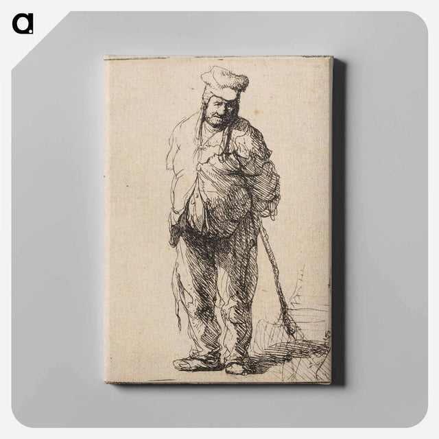 アートパネル-Ragged Peasant with His Hands behind Him, Holding a Stick - レンブラント ファン レイン Canvas.