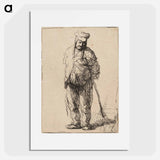 アートポスター-Ragged Peasant with His Hands behind Him, Holding a Stick - レンブラント ファン レイン Poster.