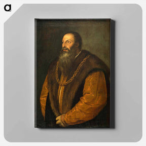 アートパネル-Portrait of Pietro Aretino - ティツィアーノ ヴェチェッリオ Canvas.