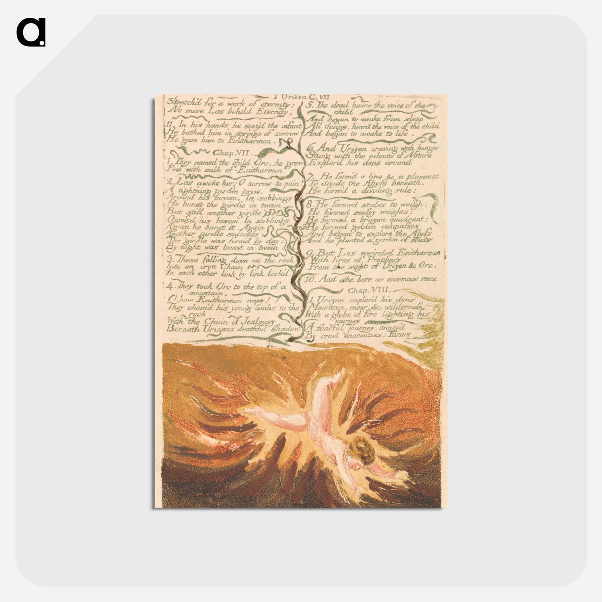 アートポストカード-The First Book of Urizen, Plate 19 - ウィリアム ブレイク Postcard.